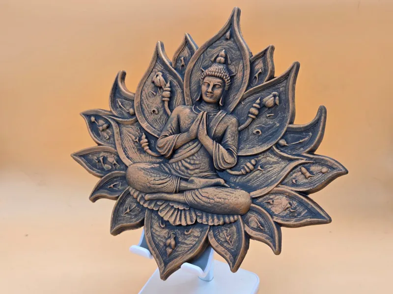 Buddha Lotus Wanddeko – 3D Relief