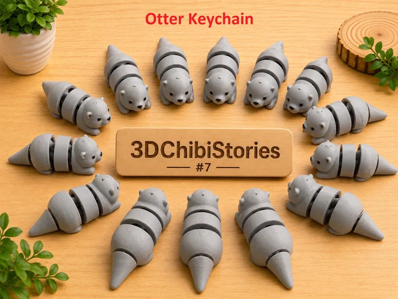 Cute Flexi Otter Keychain | Single Color Print