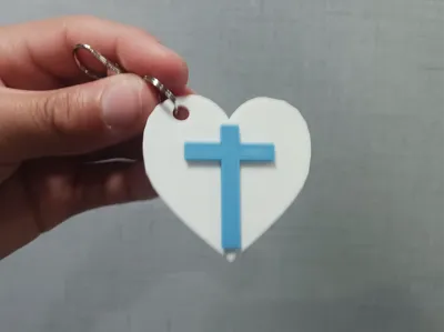Cross Heart Keychain