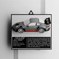 Porsche 911 GT3RS Wall Art - Side Colored