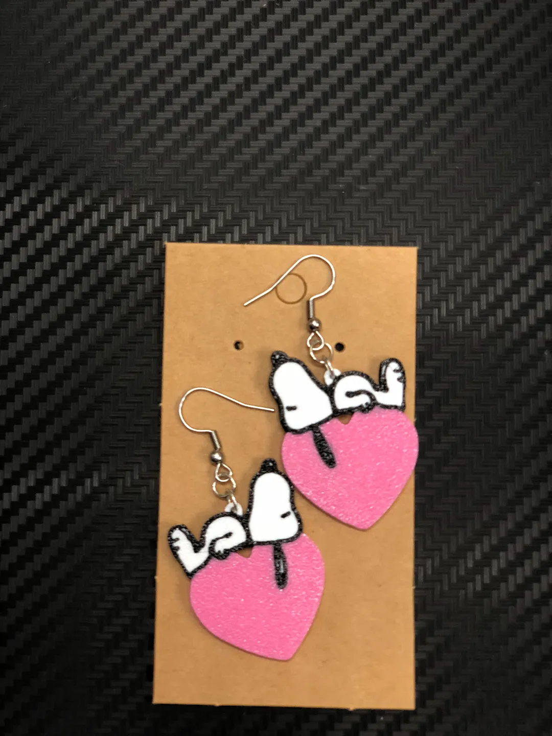 Snoopy Heart Valentines earrings view 3