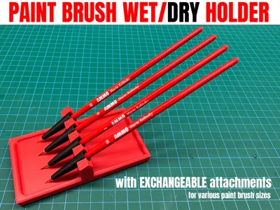 Paint brush wet/dry holder with attachments