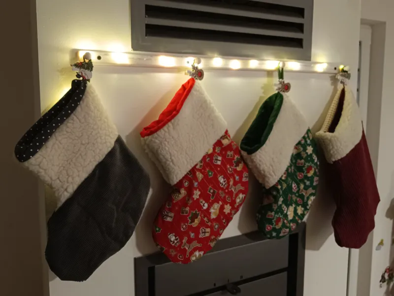 Christmas socks over the fireplace