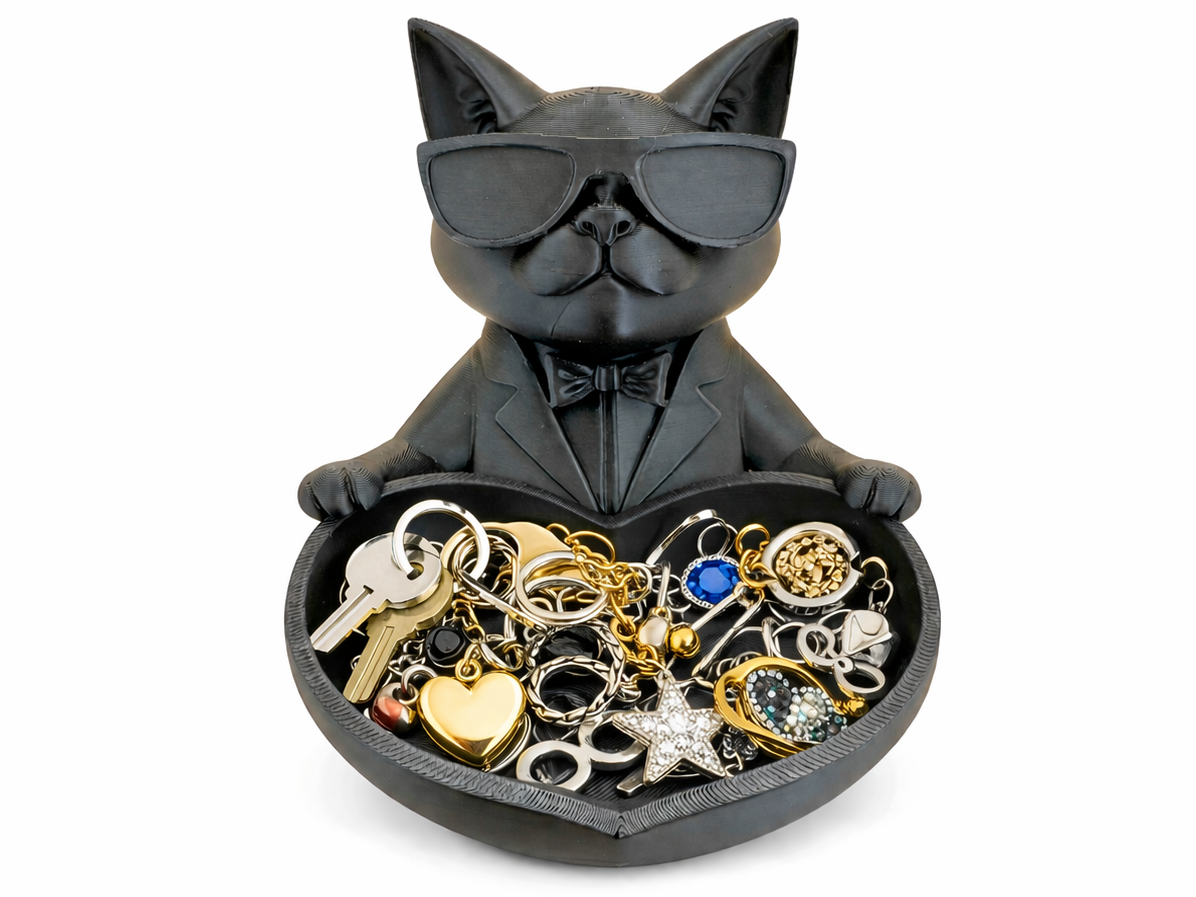 Cool Cat Organizer with Heart Bowl
