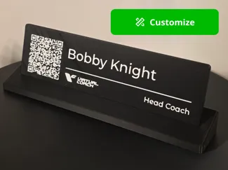 Customizable QR Code Name Plate (Stand or Wall)