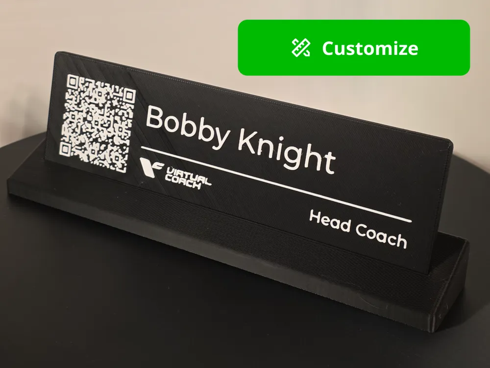 Customizable QR Code Name Plate (Stand or Wall) - Free 3D Print Model ...