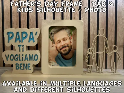 Father’s Day Frame Dad & Kids Silhouette + Photo
