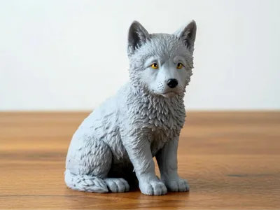 Baby Wolf Cub Figurine