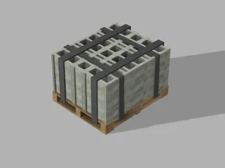 large pallet with cinder blocks for cyber brick