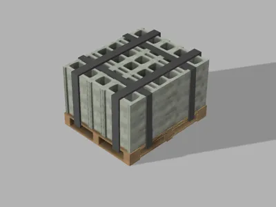 large pallet with cinder blocks for cyber brick