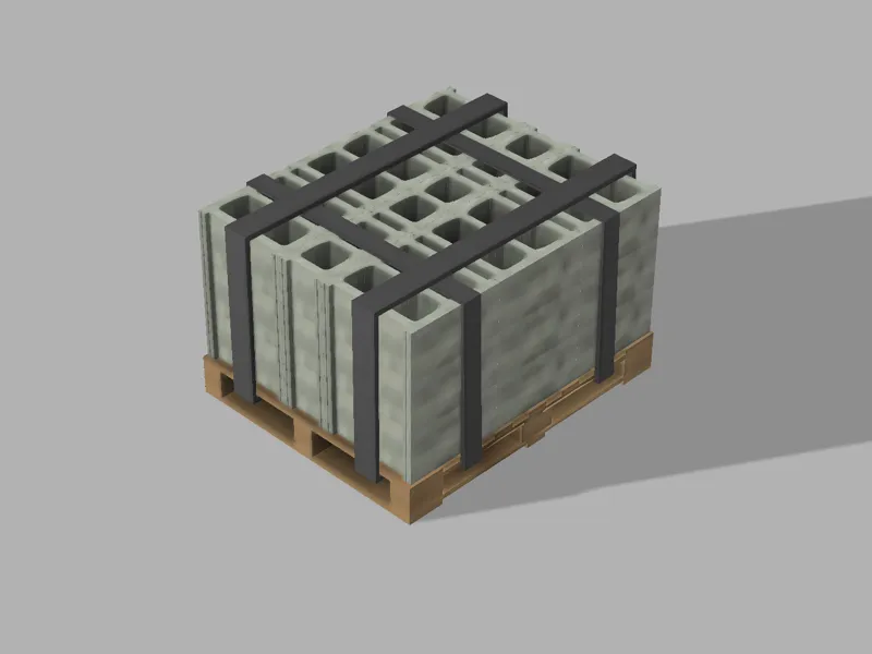large pallet with cinder blocks for cyber brick
