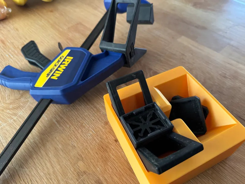Irwin Corner-Clamp Gridfinity tray.