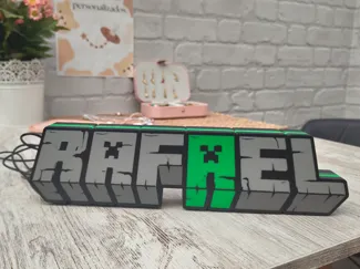 CARTEL LUMINOSO MINECRAFT, NOMBRE RAFAEL