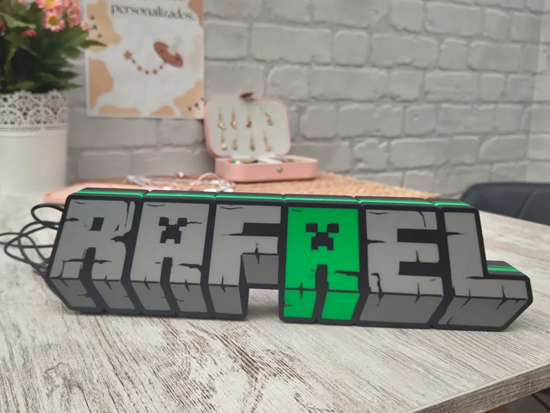 CARTEL LUMINOSO MINECRAFT, NOMBRE RAFAEL