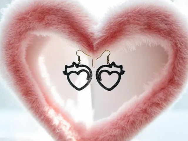Cat heart earrings