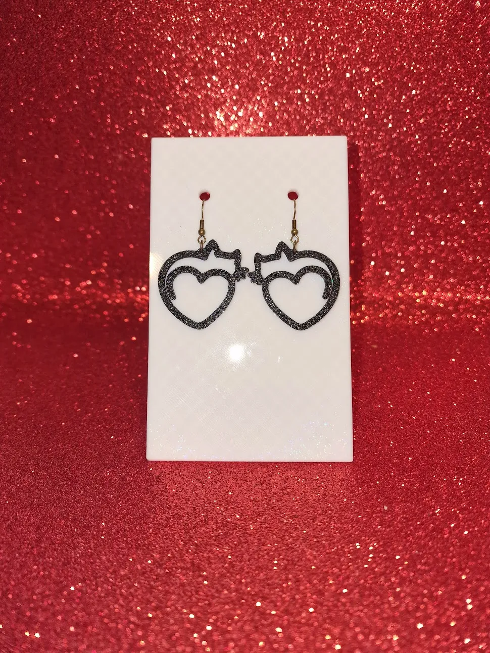Cat heart earrings view 2