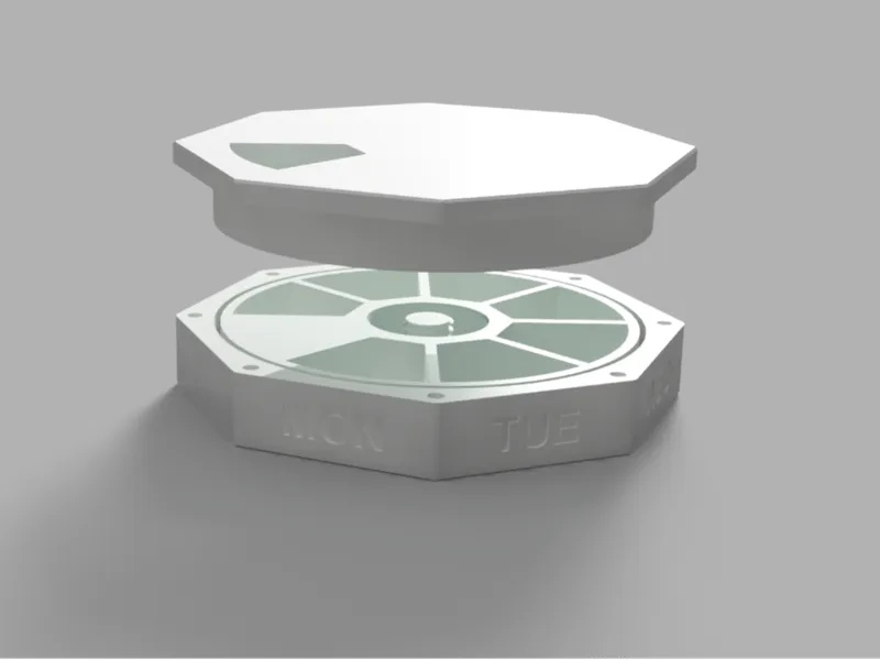 Small weekly hexagonal medication sliding case