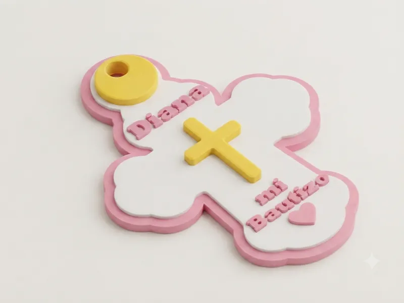 llavero para recuerdo de bautizo(baptism) pink