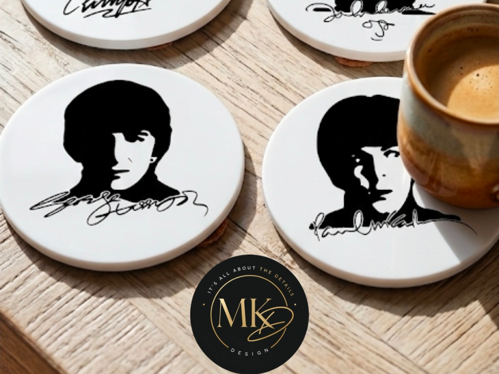 The Beatles Coaster Set with Guitar Display Holder