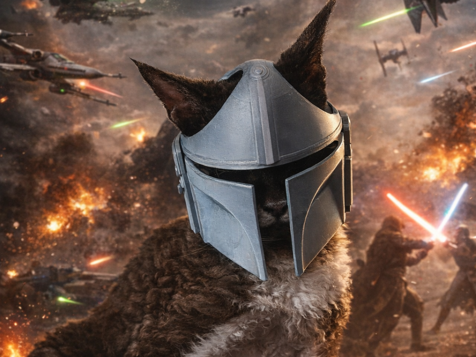 Mandalorian Cat Helmet – Cute Sci-Fi Mashup