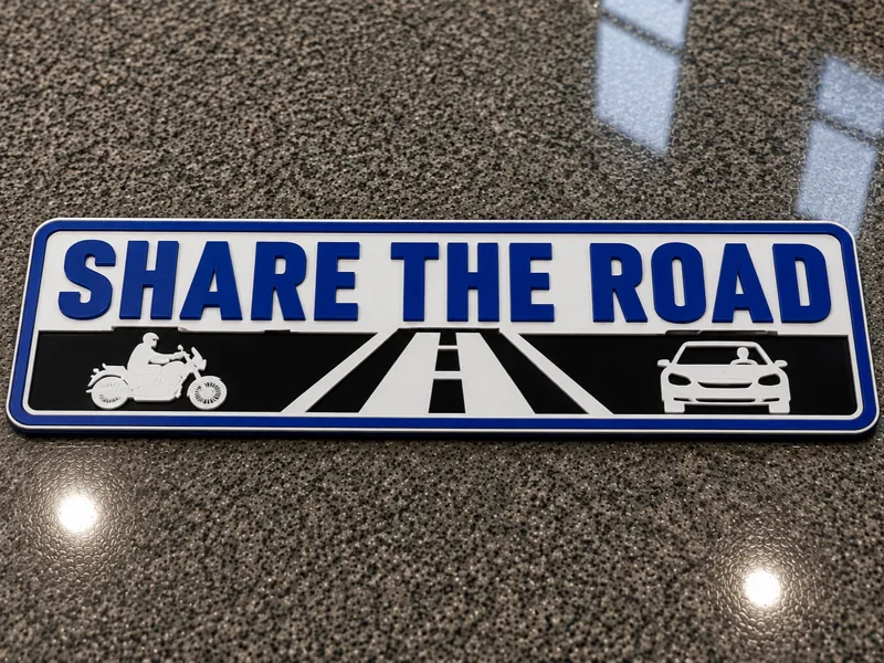 Share The Road Motorcycle Awareness Sign