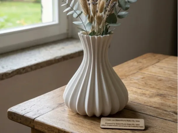 Vase larme côtelé au bord festonné