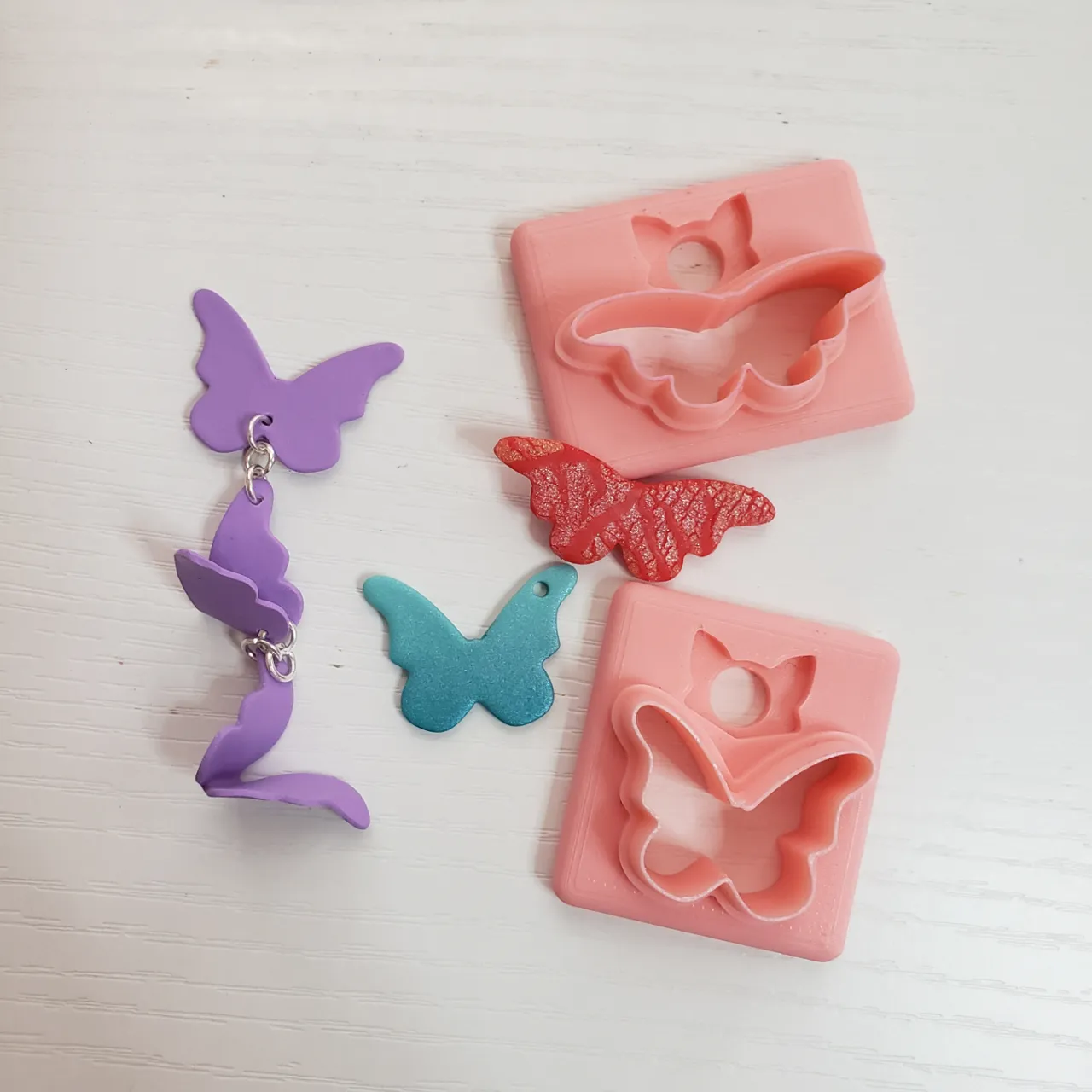 Two Mini Butterflies Polymer Clay Earring Cutters view 3