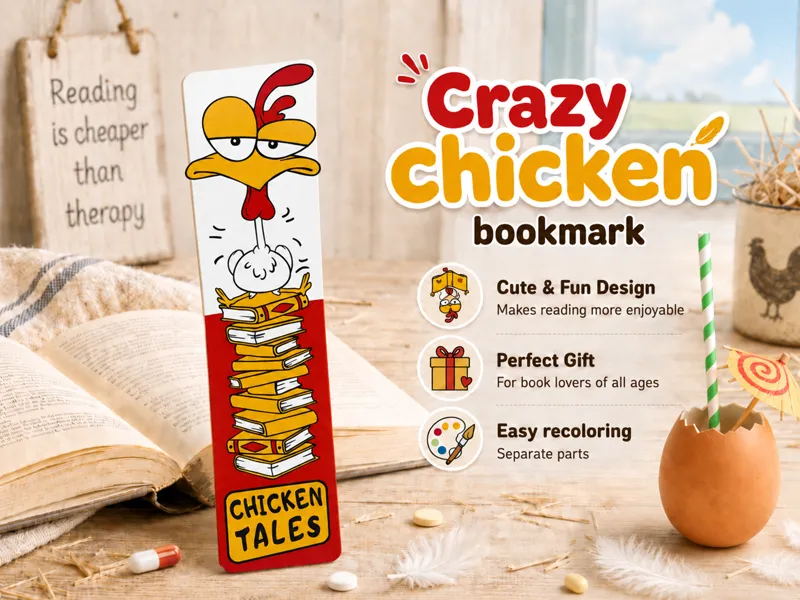 Crazy chicken bookmark