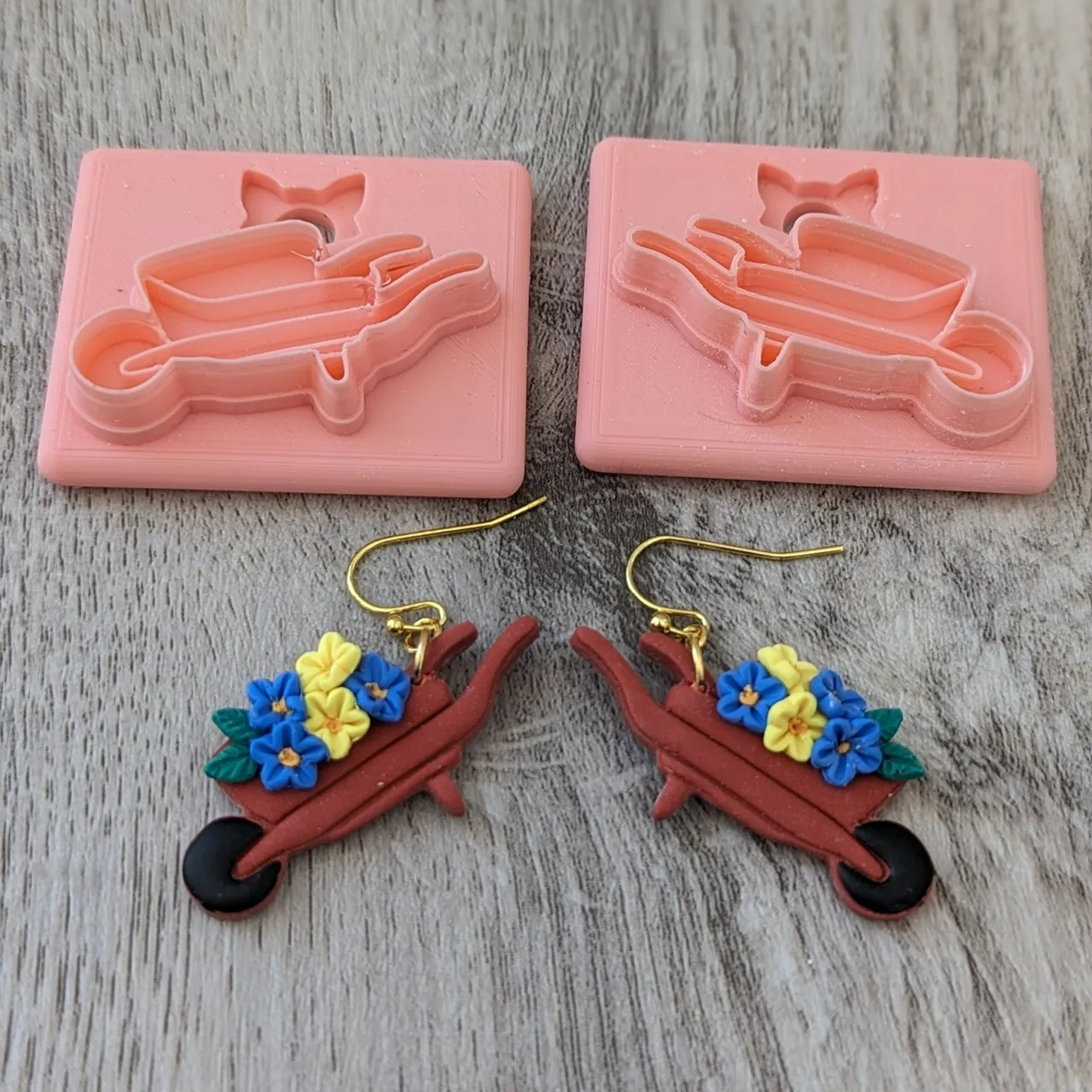 Wheelbarrow Polymer Clay Earring Cutter view 3