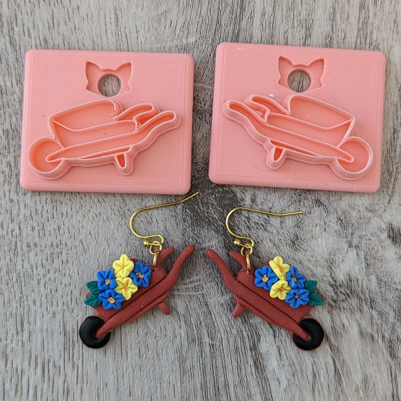 Wheelbarrow Polymer Clay Earring Cutter view 4