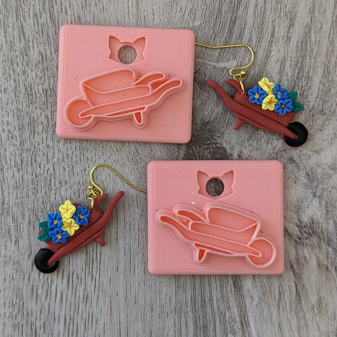 Wheelbarrow Polymer Clay Earring Cutter view 2