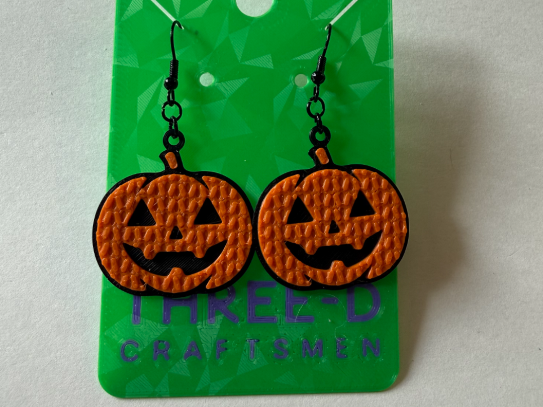 Knit Jack-O-Lantern Earrings - 1