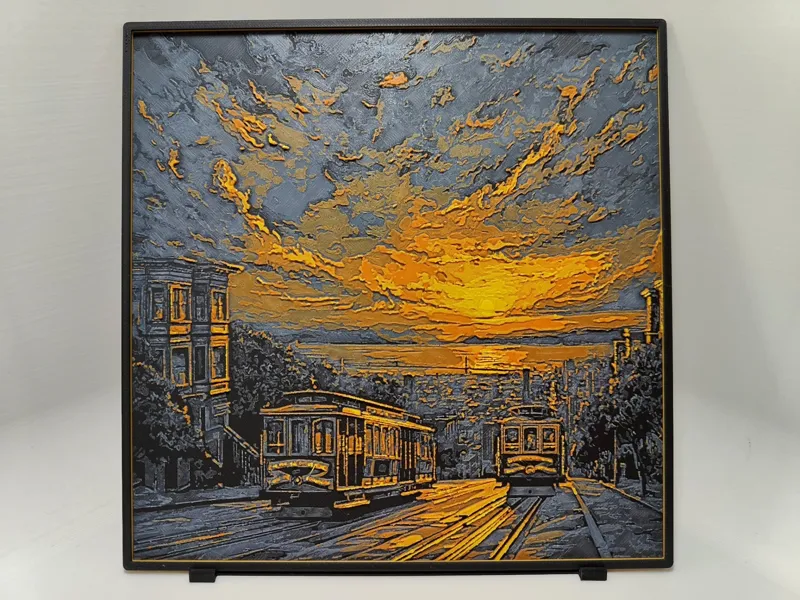 San Francisco Trams Sunset - Hueforge