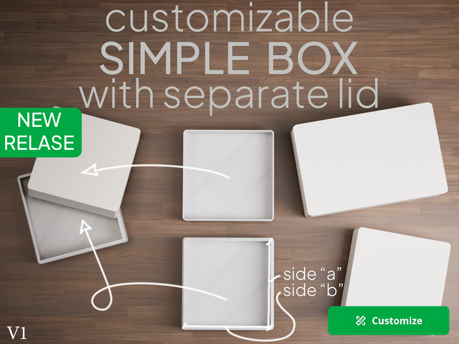 Customizable simple box with separate lid