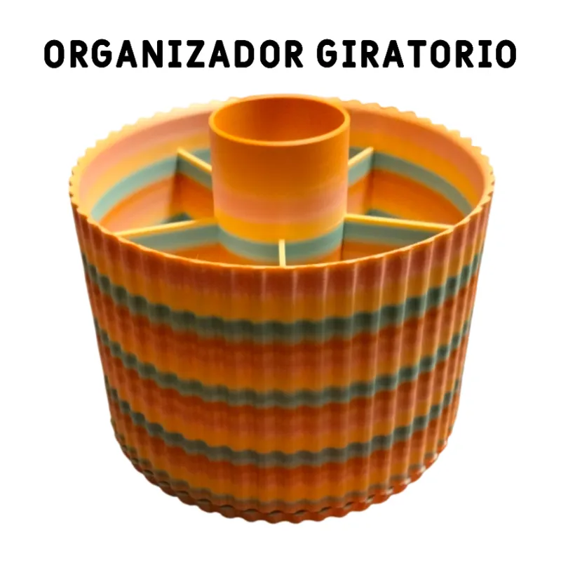 Recipiente decorativo con base giratoria