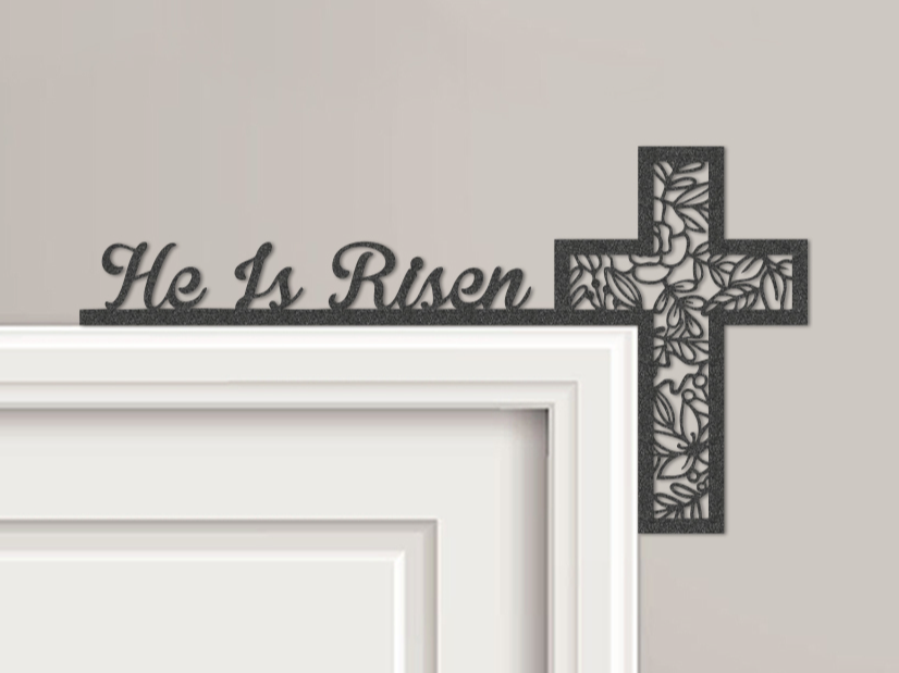 He Is Risen Cross Door Corner Topper