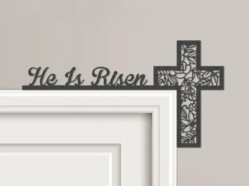 He Is Risen Cross Door Corner Topper