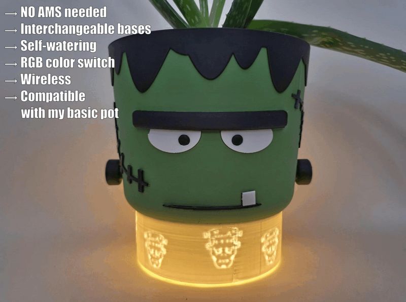 Frankenstein Illuminated Self-Watering Pot