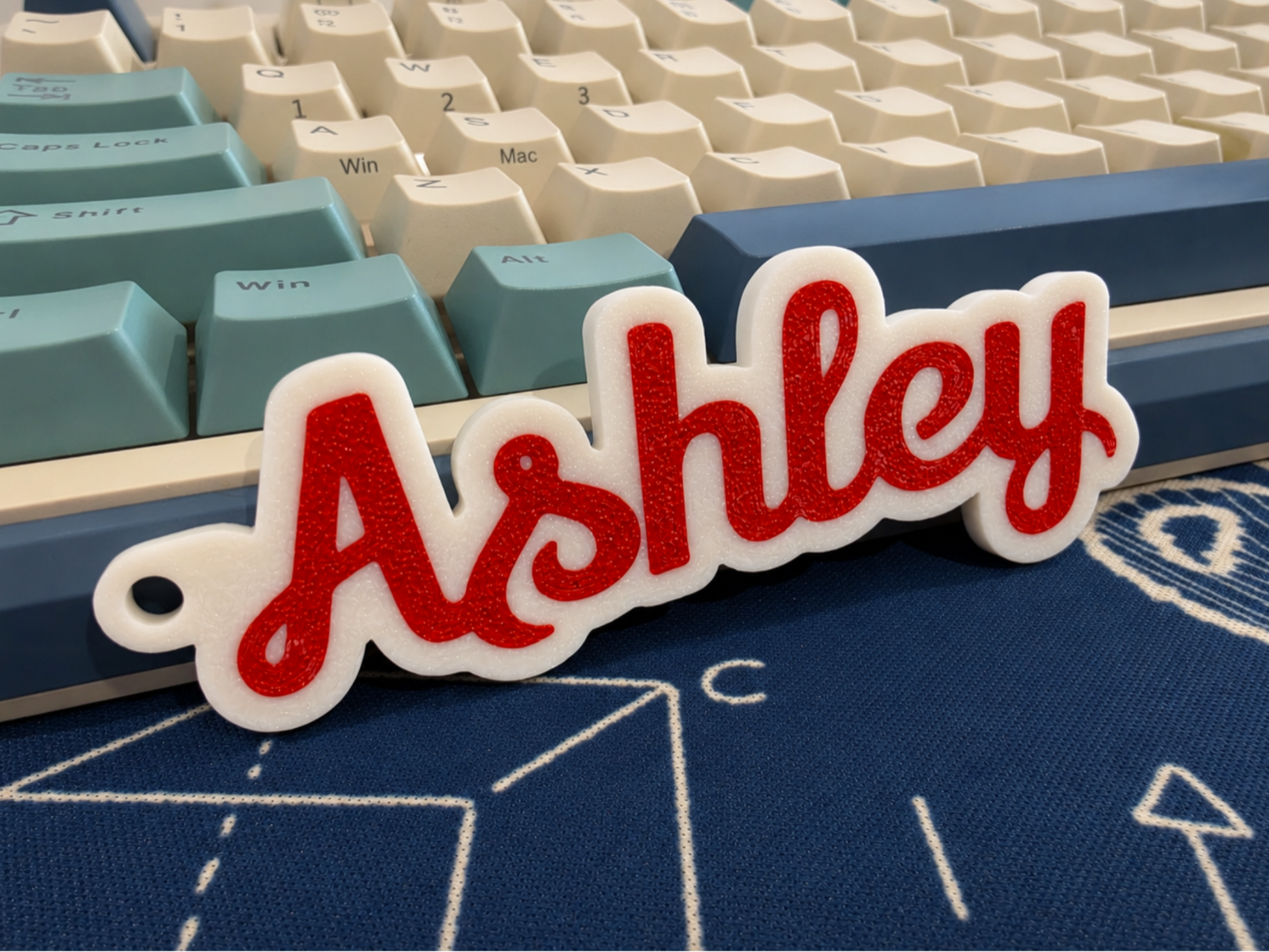 Custom Name Keychain - Flush Inlay / Flat