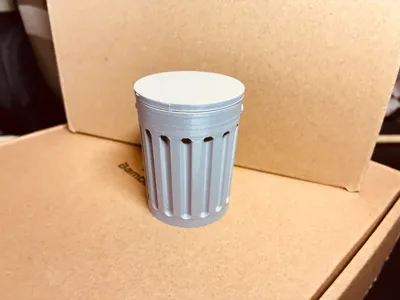 semisecret hard to open steel trash can container