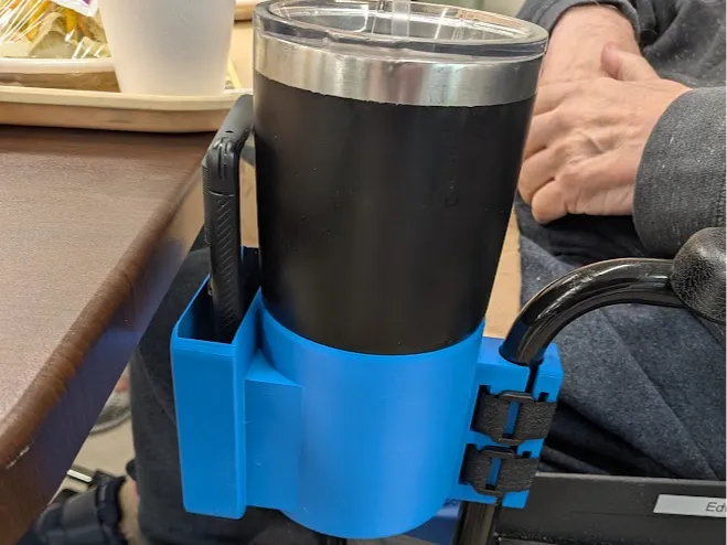 Wheelchair Cupholder with Phone & Pen Holder