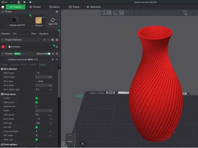 Modern spiral vase for fresh flowers