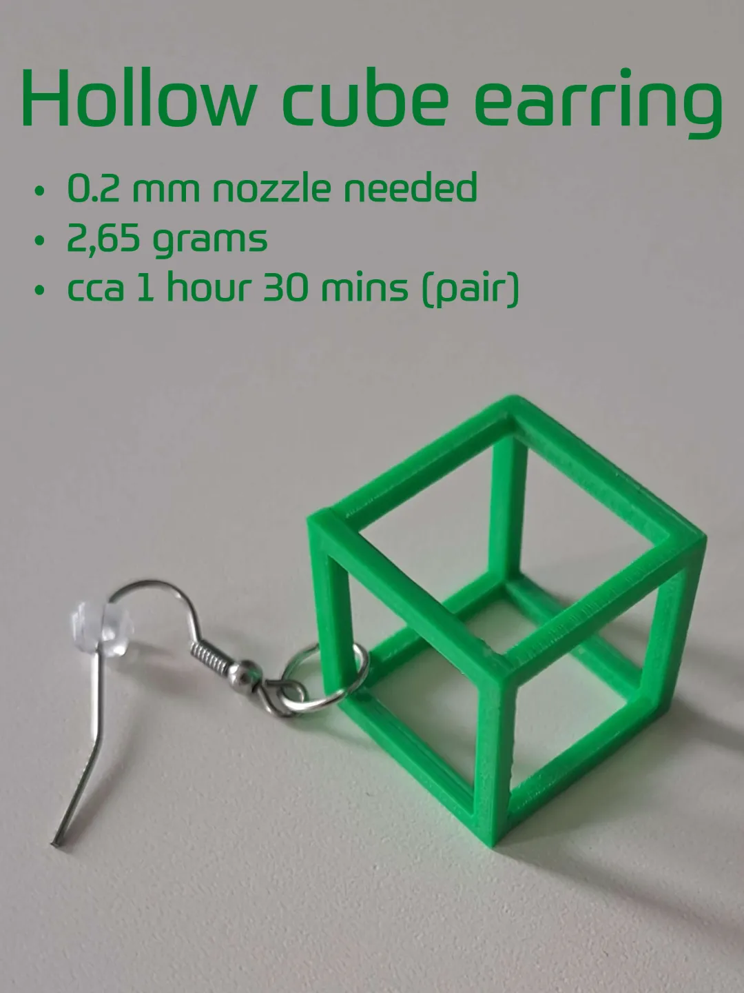 Hollow cube earring view 2