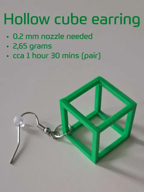 Hollow cube earring view 2