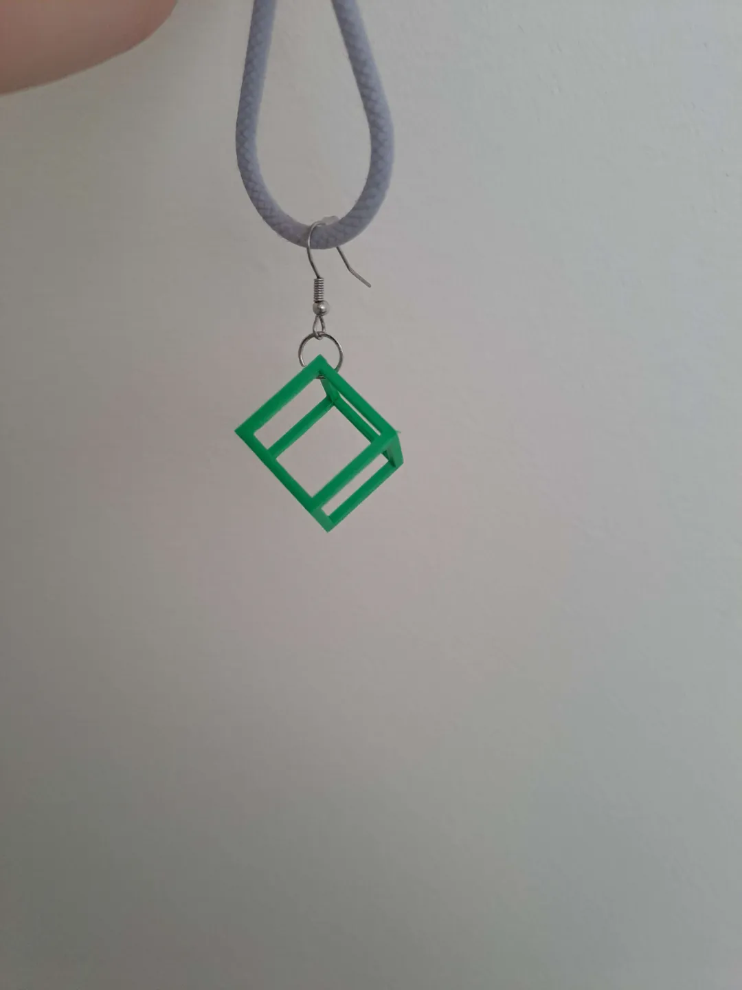 Hollow cube earring view 4