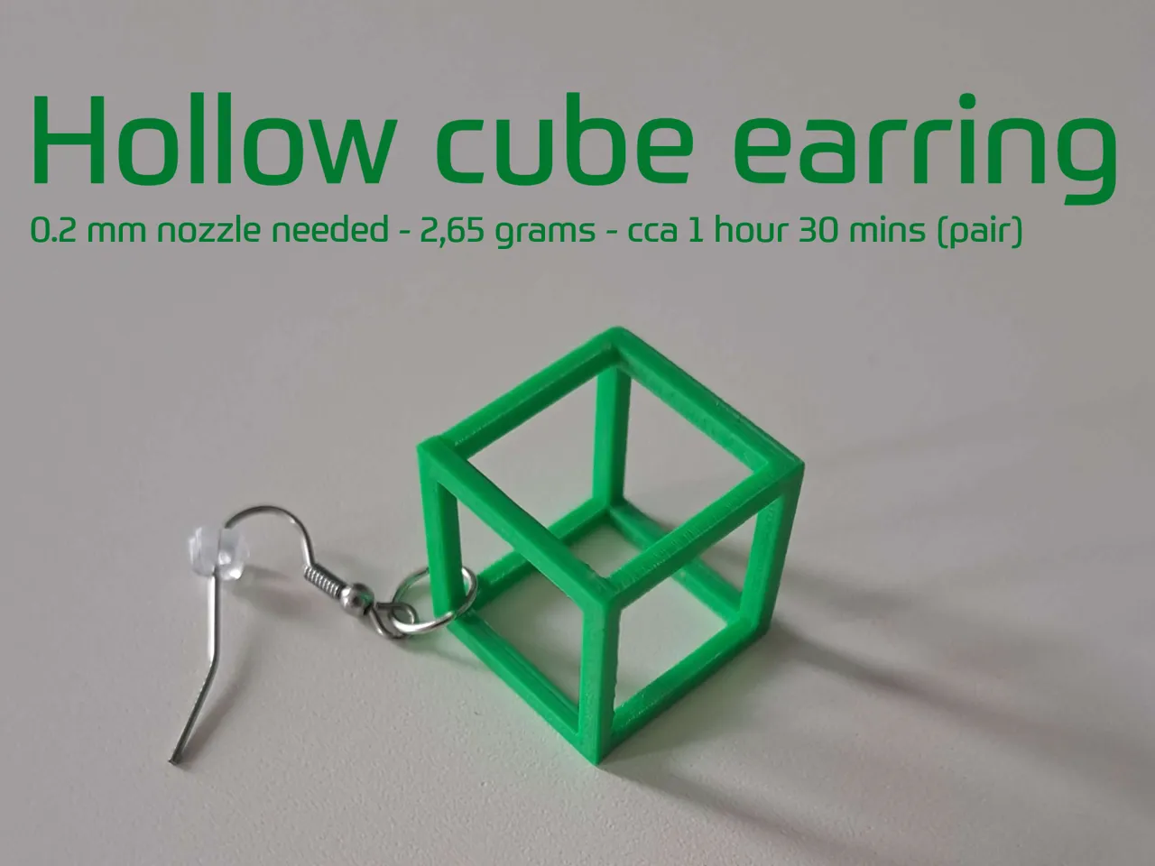 Hollow cube earring view 3