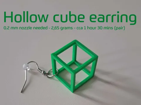 Hollow cube earring view 3