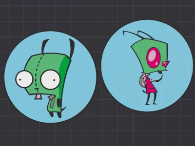 Invader Zim and Gir fridge magnets