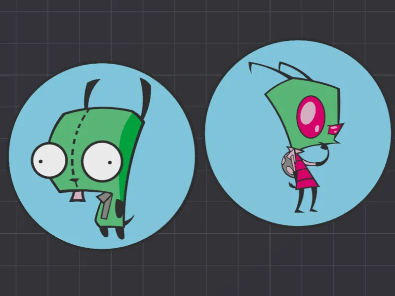 Invader Zim and Gir fridge magnets