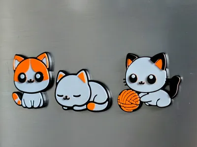 Cute Cat Magnet Set - Fast Print - Layered